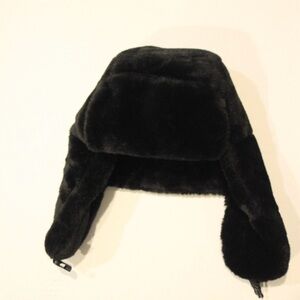 Black Faux Fur Trapper Hat